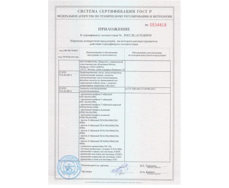 Сертификаты Металл Профиль
